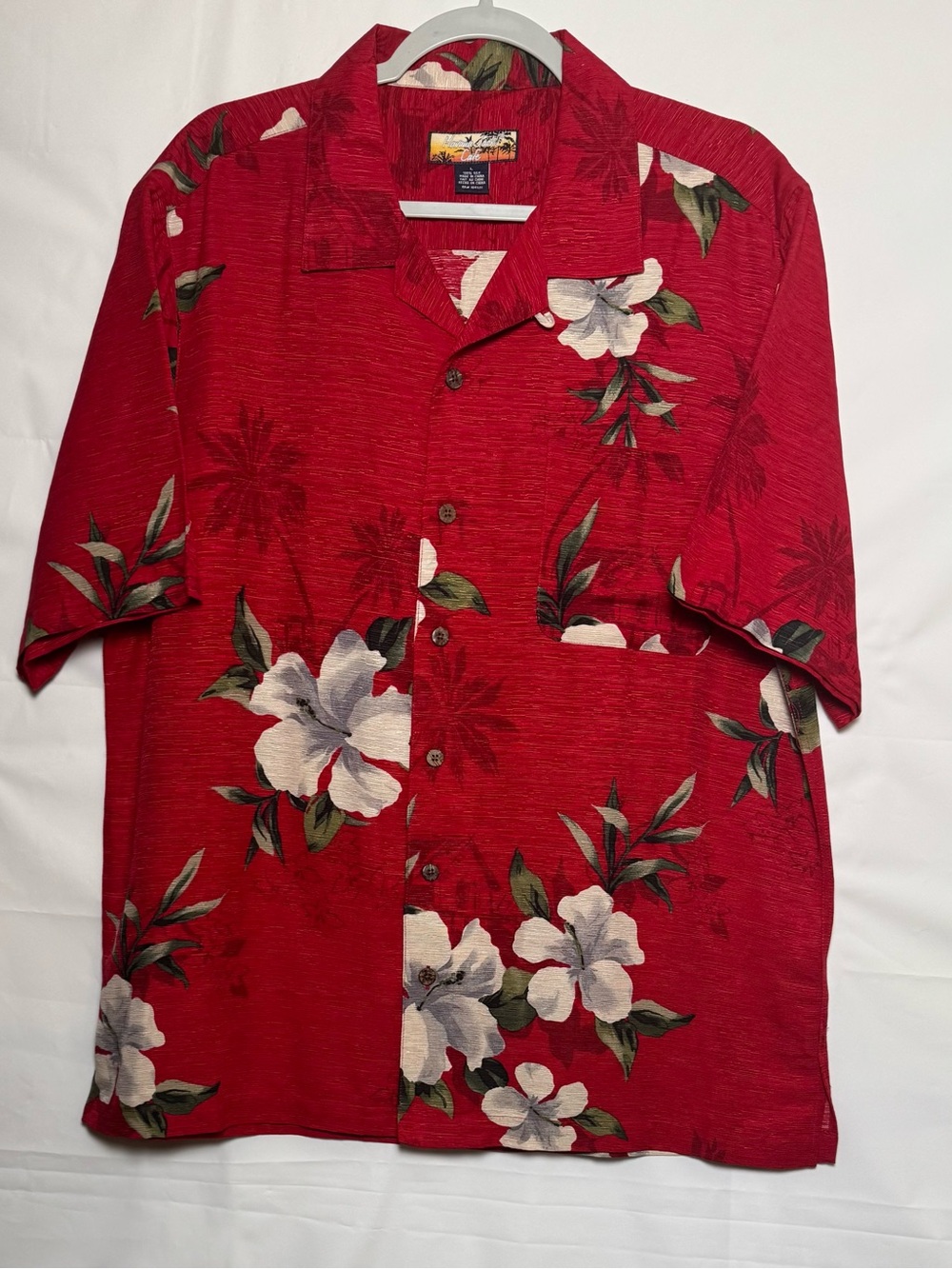 Havana Jack's Cafe Men’s Red Silk Short Sleeve Shirt, & Floral Print.Sz L.NWOT